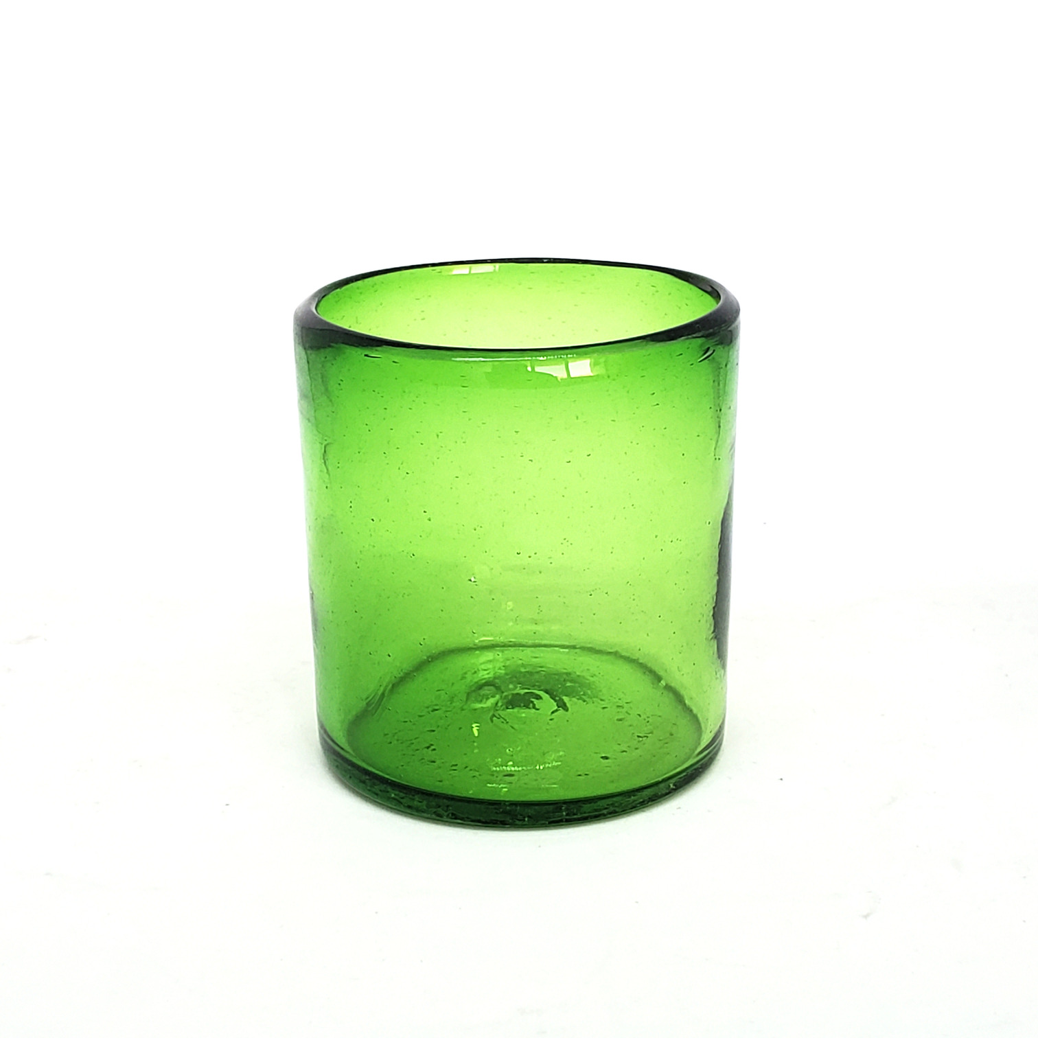 VIDRIO SOPLADO al Mayoreo / s 9 oz color Verde Esmeralda Sólido (set de 6) / Éstos artesanales vasos le darán un toque colorido a su bebida favorita.
